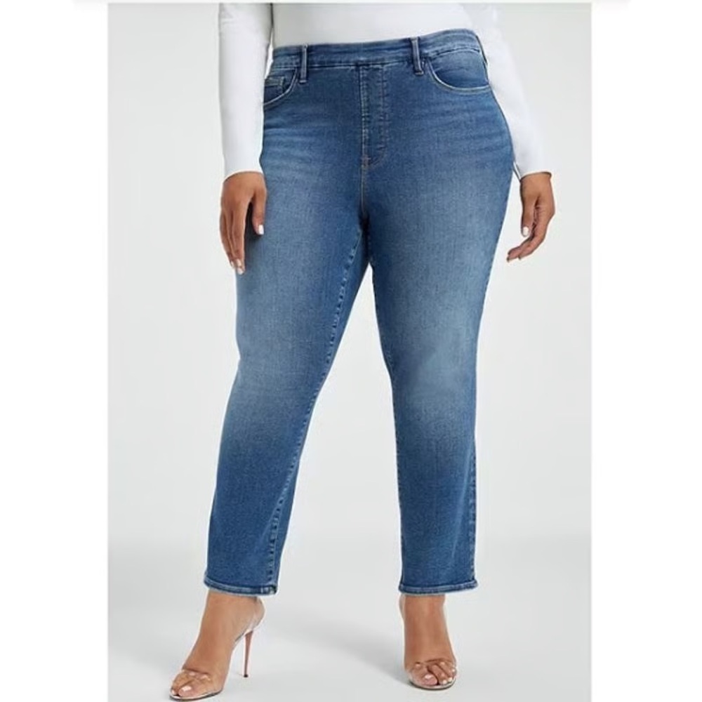 NWT Good American Power Stretch Straight Leg Pull-On Jeans Size 3X